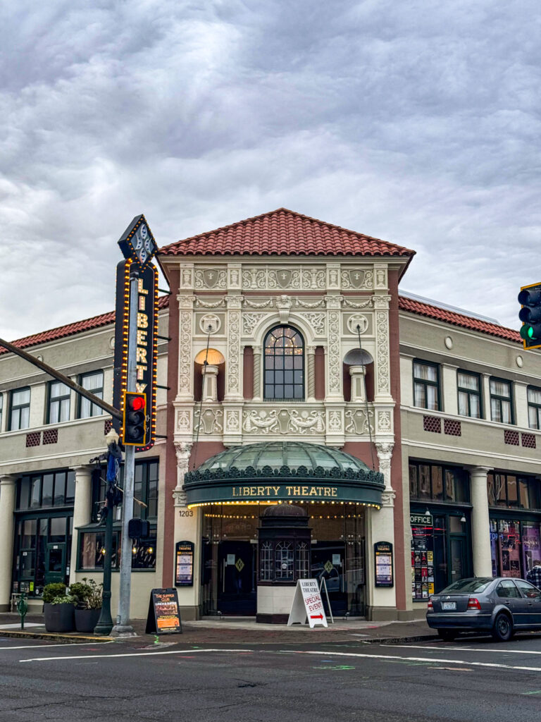 Historic Liberty Theatre building in downtown Astoria Oregon.