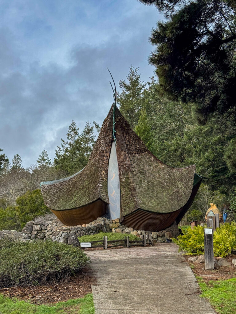 Sea Ranch Chapel surrounded by trees along the Northern California coast.